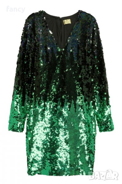 Зелена празнична рокля H&M с пайети, снимка 1