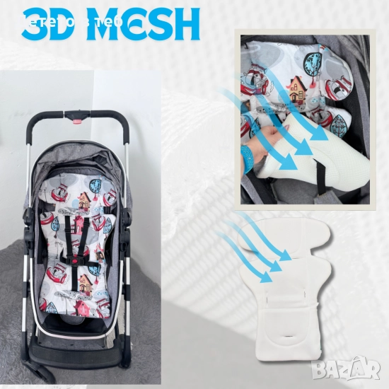 Постелка против изпотяване с уши 3д меш Коли, снимка 1