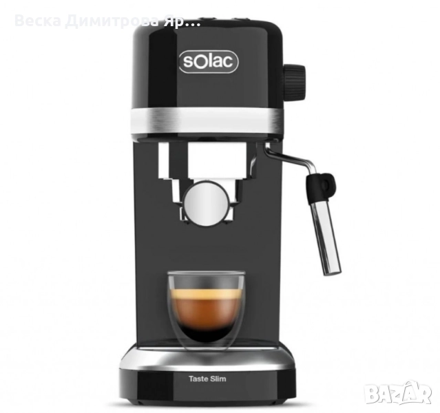 Машина за еспресо Solac Taste Slim Black CE4510 (С дефект отзад на резервоара за водата и по кашона), снимка 1