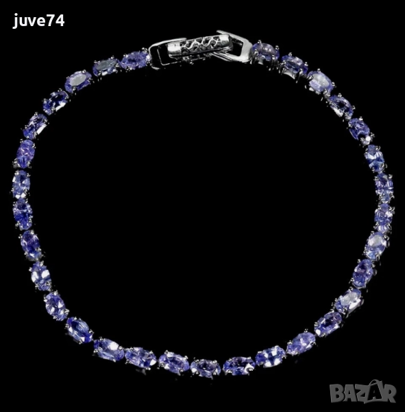 СРЕБЪРНА ГРИВНА С ТАНЗАНИТ (ТАНЗАНИЯ), снимка 1