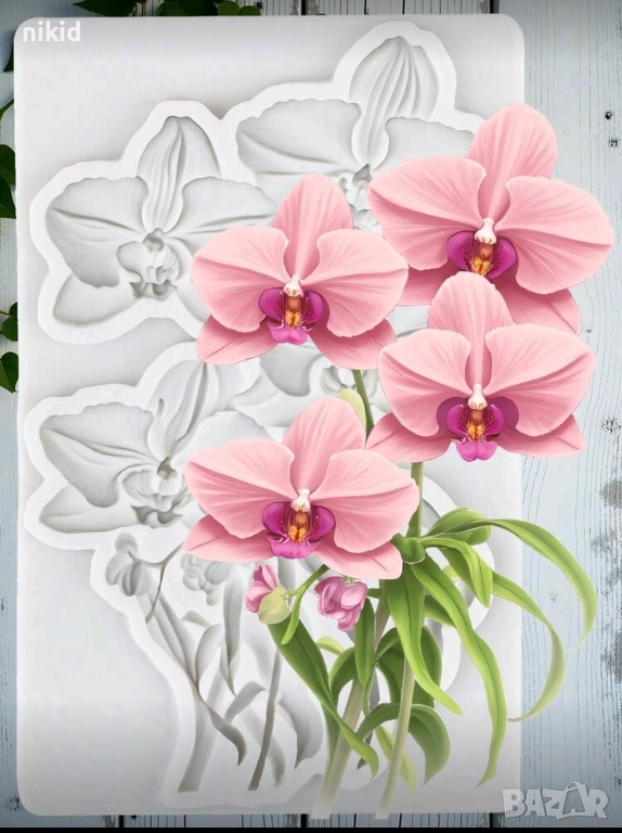 Орхидеи орхидея цветя на клони силиконов молд форма фондан шоколад декор украса, снимка 1