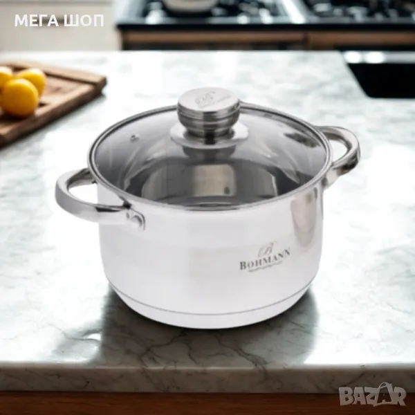 Тенджера от неръждаема стомана Bohmann с капак и термо дъно, снимка 1