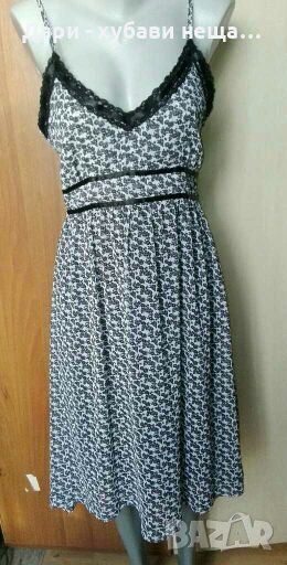 Рокля от шифон на цветя в черно и бяло🍀❤M, M/L❤🍀арт.4317, снимка 1