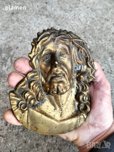 Исус Христос бронзова стенна скулптура, снимка 1