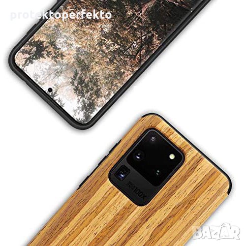 WOOD Дървен кейс с каучук за Samsung Galaxy S20, S20 Plus, S20 Ultra, снимка 1