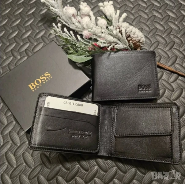 мъжки ръчно изработени портмонета от естествена кожа hugo boss emporio armani , снимка 1