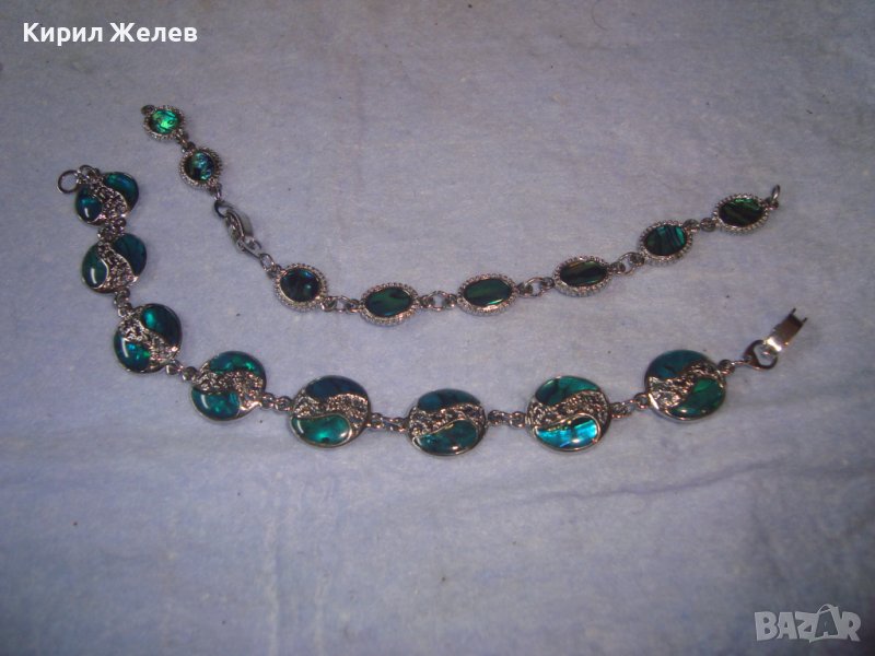 ДВЕ СРЕБРИСТИ МОДНИ АРТ ГРИВНИ СЕДЕФЕН ТИП 2411, снимка 1