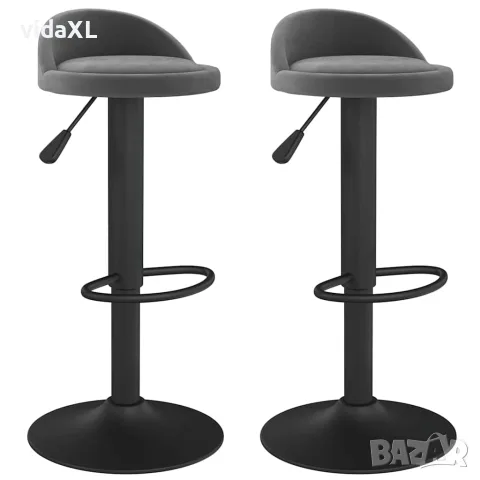 vidaXL Бар табуретки, 2 бр, тъмносиви, кадифе