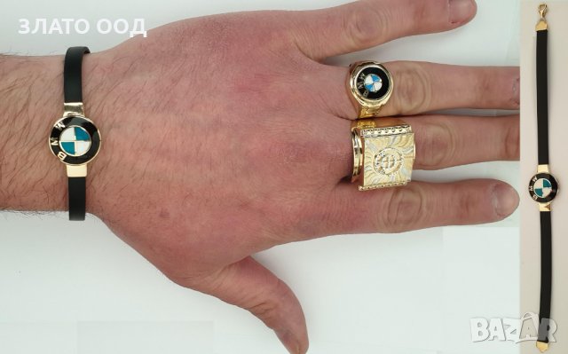 Златни - 14К гривни гривни със кожа и силикон, снимка 3 - Гривни - 8214934