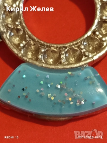 Колие МОРАНО с тюркоазени детайли и сребрист метален елемент с кристали 52175, снимка 7 - Колиета, медальони, синджири - 52562517