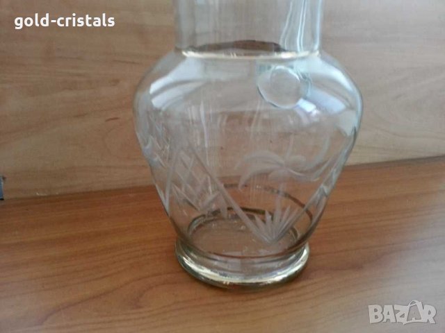  стъклена кана гравирана, снимка 8 - Антикварни и старинни предмети - 30295335