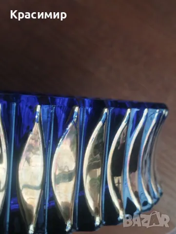 Walther Glas купа от кобалтово синьо пресовано стъкло  70-те години, снимка 5 - Антикварни и старинни предмети - 48231316