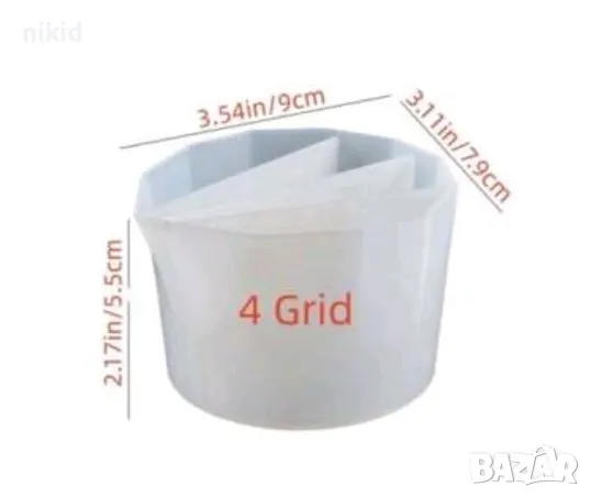 Каничка кана чаша палитра за смесване смес 3 4 цвята боя акрис смола силиконов молд, снимка 3 - Форми - 47933055