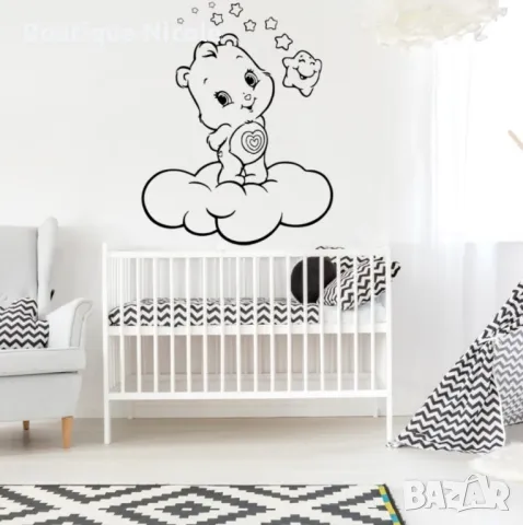 Стикер за стена "Меченце върху облак"  , снимка 6 - Декорация за дома - 47998497