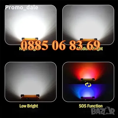 Соларна къмпинг лампа 100W, соларен прожектор с 4 режима на работа 175х155 мм, снимка 3 - Къмпинг осветление - 48830987