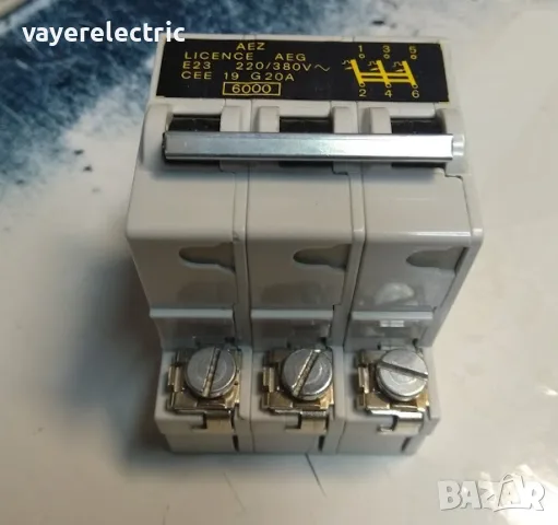 Автоматичен прекъсвач трифазен 20А, лиценз AEG, снимка 3 - Други - 55787351
