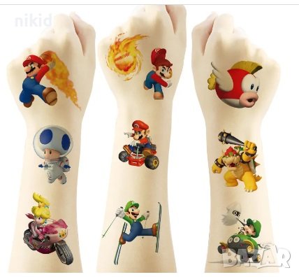 20 бр Супер Марио Super Mario Tattoo татос татоси татуировка временна детска, снимка 2 - Други - 42458326