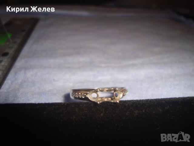 СТАР СРЕБЪРЕН ПРЪСТЕН СРЕБРО 925 с ГНЕЗДА за ИНКРУСТИРАНЕ на 3 СКЪПОЦЕННИ КАМЪЧЕТА 28765, снимка 9 - Пръстени - 37268785