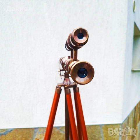Телескоп, далекоглед от бронз на тринога с античен дизайн, снимка 10 - Други ценни предмети - 51548518