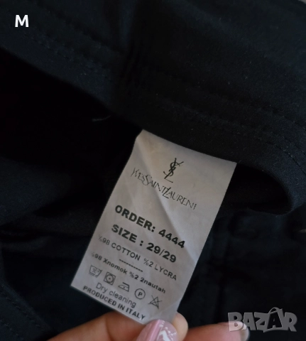 Жесток чер дамски панталон Yves Saint Laurent + златни брошки , снимка 7 - Панталони - 52926903