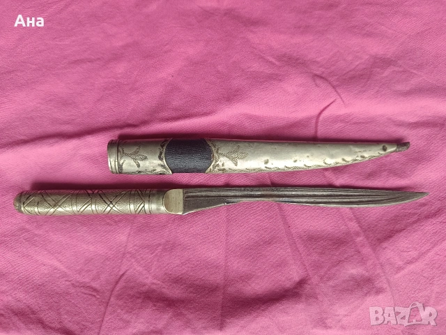 Стар османски нож с оригиналната си кания , снимка 4 - Антикварни и старинни предмети - 54025317