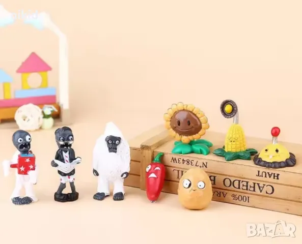 8 бр Plants vs Zombies Зомбита срещу растения пластмасови фигурки PVC за игра и украса торта играчки