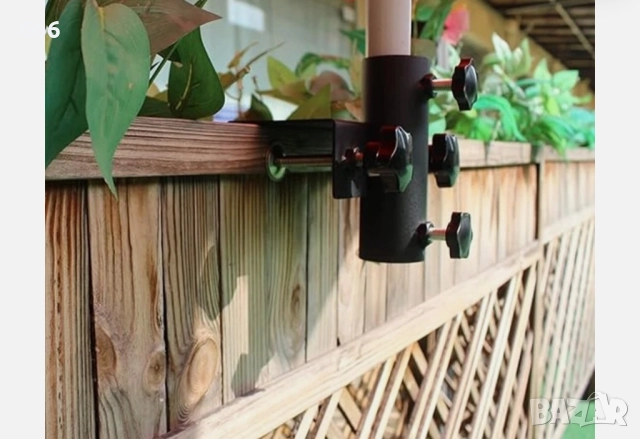 Държач за балконски чадър с лесен монтаж със скоба за градински огради и тераси, снимка 7 - Други стоки за дома - 52876054