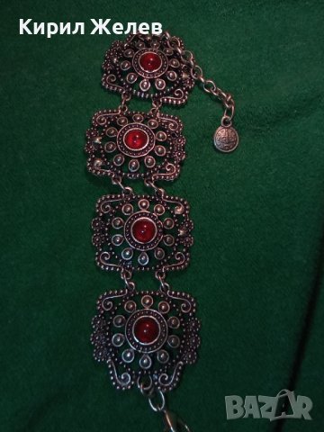 ОСМАНСКА ПОСРЕБРЕНА ГРИВНА ГРАНУЛАЦИЯ с КАТАЛИН / ЧЕРВЕН КЕХЛИБАР 57311, снимка 9 - Колекции - 29556313