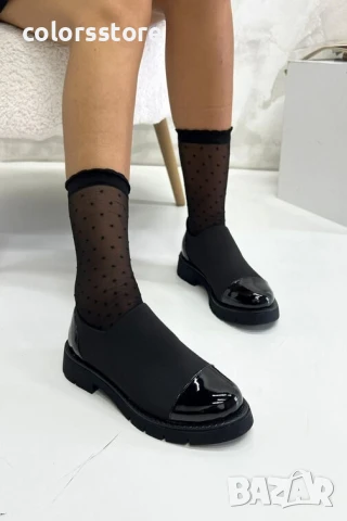 Равни обувки - черен неопрен и лак - NEL66

, снимка 3 - Дамски ежедневни обувки - 50945223