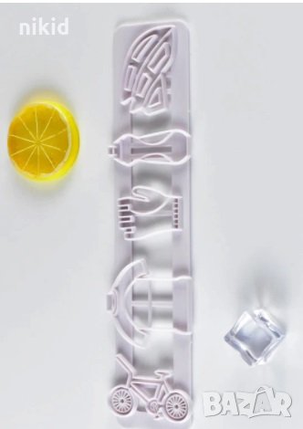 Велосипед колело каска бутилка ръкавица тениска форми пластмасов резец украса фондан торта сладки, снимка 2 - Форми - 24306340