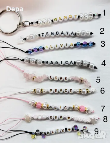 Ръчно изработена висулка за телефон / ключодържател / украшение за телефон / Type C, с име по избор, снимка 1