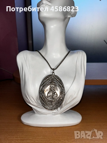 ✨ Масивно сребърно колие с икона – Богородица ✨