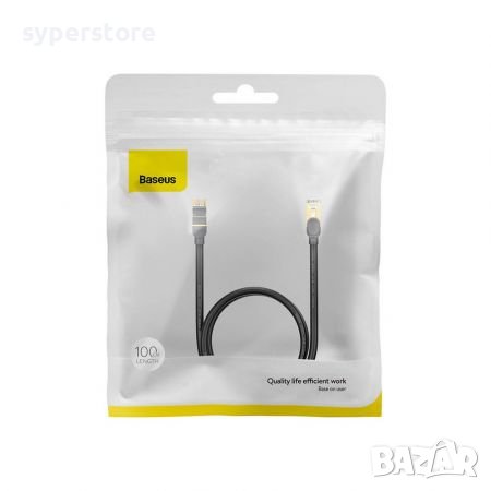 Кабел за Лан мрежа 1м Baseus WKJS010101 LAN RJ-45 мъжко - мъжко CAT-6 10Gbps Черен, снимка 5 - Кабели и адаптери - 38547601