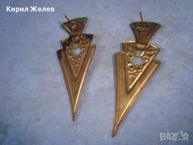 СТАРИ ФИНО РЪЧНО ИЗРАБОТЕНИ БРОНЗОВИ ЕМАЙЛИРАНИ РЕТРО АРТ ДЕКО ОБЕЦИ 29503, снимка 2 - Антикварни и старинни предмети - 37661289