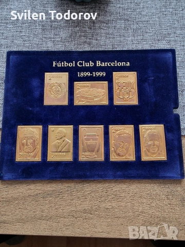Позлатени метални марки на ФК Барселона , снимка 3 - Филателия - 54013597