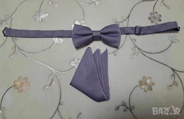 Лилава папийонка + кърпичка Теодор