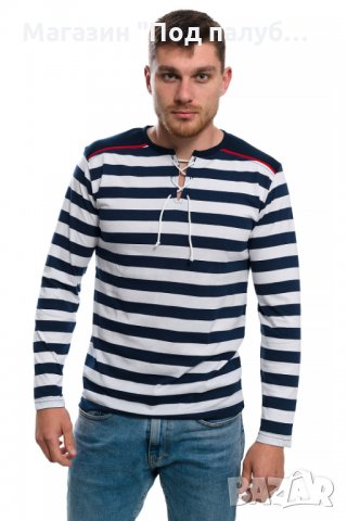Нова мъжка моряшка блуза с дълъг ръкав с връзки, снимка 5 - Блузи - 27778277