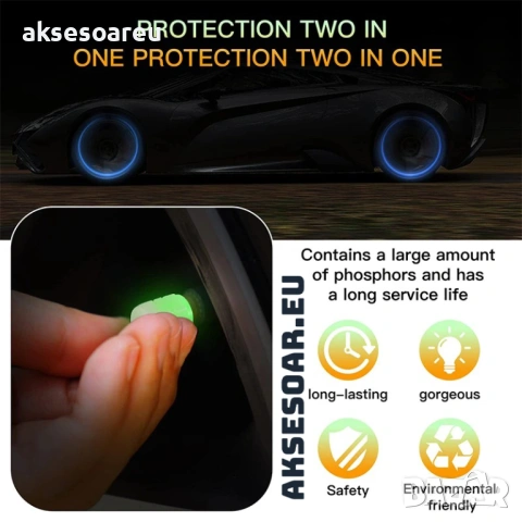 Комплект 4 бр. светещи капачки за вентили флуоресцентни нощни светещи декорации за кола мотоциклет, снимка 17 - Аксесоари и консумативи - 53887489