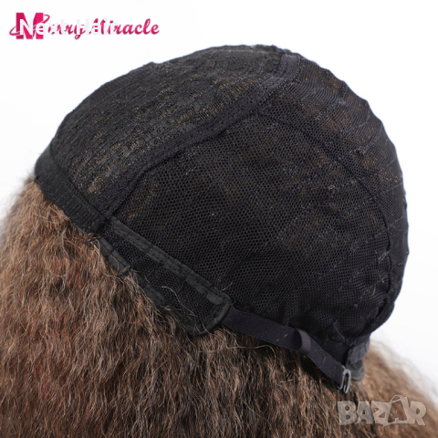 Гъста обемна омбре кафява перука на път с по-светли краища, снимка 4 - Аксесоари за коса - 44667259