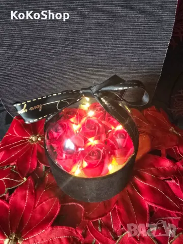 Кутия с рози и LED светлини/седем рози в луксозна кутия със светлини, снимка 7 - Декорация за дома - 49462761
