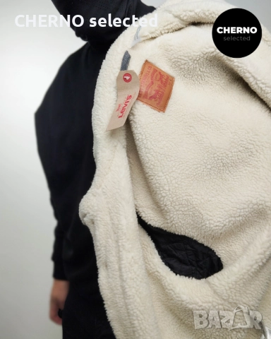 Дънково яке с топла подплата LEVI’S Sherpa Trucker Denim Jacket – Размер  L – Ново с етикети, снимка 10 - Якета - 52829901