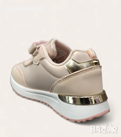Детски маратонки в розово със златист акцент и велкро лепенка – W014295 Pink, снимка 3 - Детски маратонки - 51760322