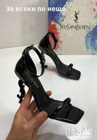 Yves Saint Laurent Дамски Черни Сандали На Ток - 2 Налични Цвята На Тока Код E324, снимка 3 - Сандали - 50416824