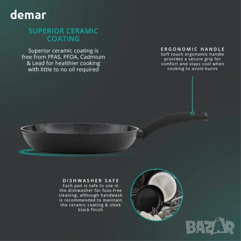 Swan SWPS2021BLKN Stealth Комплект тигани от кован алуминий от 2 части 24/28 см, черни, снимка 5 - Съдове за готвене - 48863381