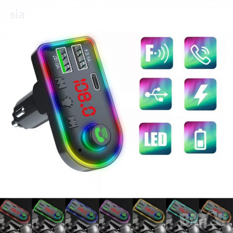 Трансмитер за кола, 12/24V, 3.1A, Bluetooth, USB, подсветка , снимка 4 - Аксесоари и консумативи - 36535025