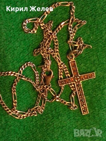 Стар МАРКАЗИТЕН СРЕБЪРЕН АРТ КРЪСТ СРЕБРО 925 с АВТОРСКА СРЕБЪРНА 925 КАРТИЕ ПЛЕТКА ВЕРИЖКА 38533