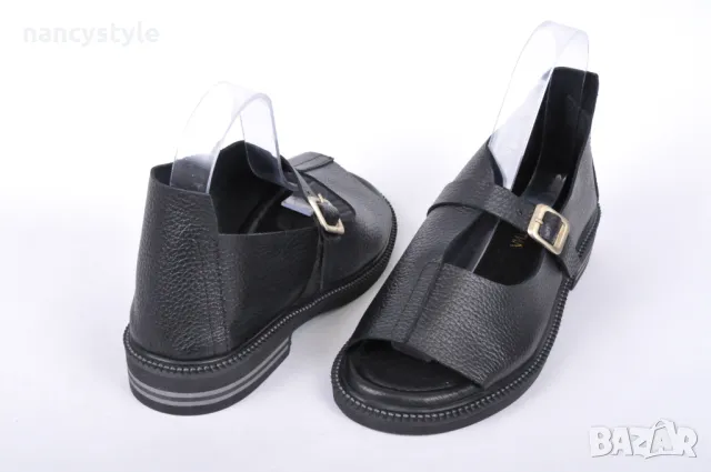 СЕЗОН'25! Ефектни ниски дамски сандали от естествена кожа - Два цвята, снимка 8 - Сандали - 49783767