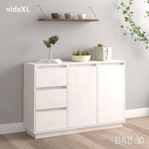 vidaXL Сайдборд, бял, 111x34x75 см, бор масив(SKU:813805), снимка 2 - Други - 53315651