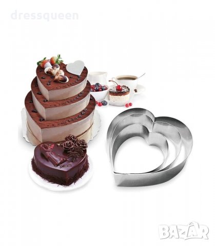 3088 Комплект от 3 броя рингове за торта с форма на сърце, снимка 8 - Форми - 34248537