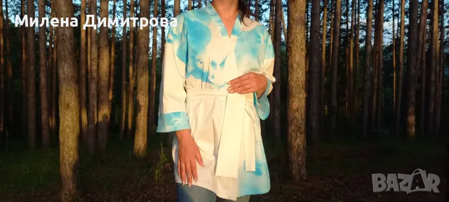 Ръчно рисувано сатенирано кимоно , снимка 2 - Сака - 48908015